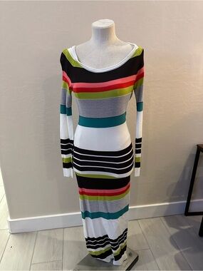Long Sleeve Striped Maxi Dress in Multicolor